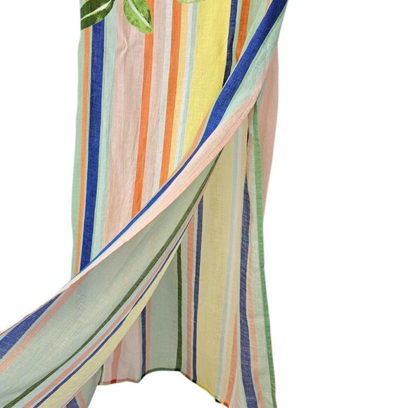 Anthropologie Linen Blend Striped Maxi Cover Up Skirt Size XS Side Slit Long NWT - Picture 4 of 7